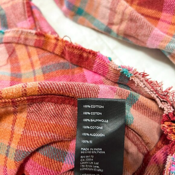 Free People We The Free Summer Daydream Plaid Button Up Shirt Berry Oversized M - Picture 9 of 9